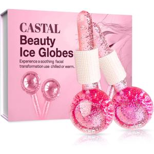 Ice Globes for Face 2Pcs Freezer Safe Ice Globes for Facials, Skin Tightening & Anti-Aging Reusable Facial IceGlobes for Reduction of Puffiness & Wrinkles of Face, Neck & EyesPink