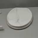 Angel Shield Marble Toilet Seat Durable Molded Wood with Quiet Close,Easy CleanQuick-Release Hinges (Round,White Marble) (Round-16.5)