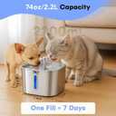 Stainless Steel Cat Water Fountain 2.2L/74oz Ultra-Quiet Pump, Visible Water Level, Dual Flow Modes Automatic Pet Water Dispenser for Cats & Small Dogs