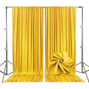 10ft x 7ft Yellow Backdrop Curtains for Parties, Fabric Satin Background Curtain with Rod Pockets for Weddings, Birthday, Baby Shower, Photography, Graduation Party Backdrop Drapes, 2 Panels