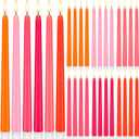 Baquler 24 Pcs 11'' Pink Orange Flameless Taper Candles Colorful Battery Operated Candles Sunset LED Plastic Gradient Flickering Candlestick for Bachelorette Wedding Summer Graduation Fall Party Decor
