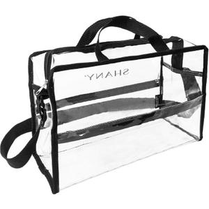 SHANY Clear PVC Water-Resistant Travel Tote Bag - Large See-Thru Bag with Adjustable Shoulder Straps and Zippered Pockets