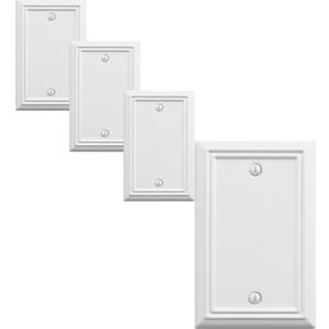 OKAWYC Single Blank Light Switch Cover Adler Metal Wall Plate, 4-Pack White 1 Gang, Light Switch Cover Outlet Cover Decorative Wallplate, Durable