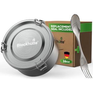 Blockhtte Stainless Steel Food Containers 26oz Leakproof, Metal Food Containers with Lids Dishwasher Safe, Stainless Steel Lunch Container for Kids Plastic Free, Metal Bento Box for Adults (Silver)
