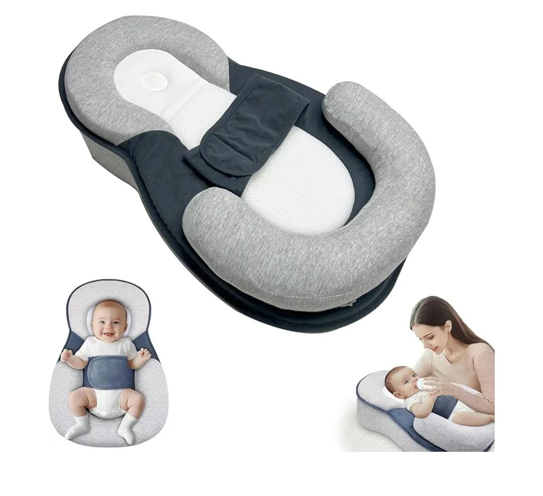 Baby Lounger Pillow for Infant Support Cushion Reflux Breastfeeding Pillow, Bottle Feeding, Tummy Time, Adjustable Baby Wedge Lounger Pillow for Reducing Spit-Up