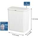 2.4 Gallon Kitchen Compost Bin for Counter Top or Under Sink, Hanging Small Kitchen Trash Can with Lid, Wall Mounted Waste Basket Bin Garbage Can for Bathroom (White)