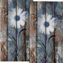 Rustic Daisy Bathroom Hand Towels Set of 2 Blue Brown Floral Farmhouse Fingertip Towels for Bathroom Spring Botanical on Wooden Decorative Absorbent Soft Kitchen Towels for Home Spa Gym Hotel