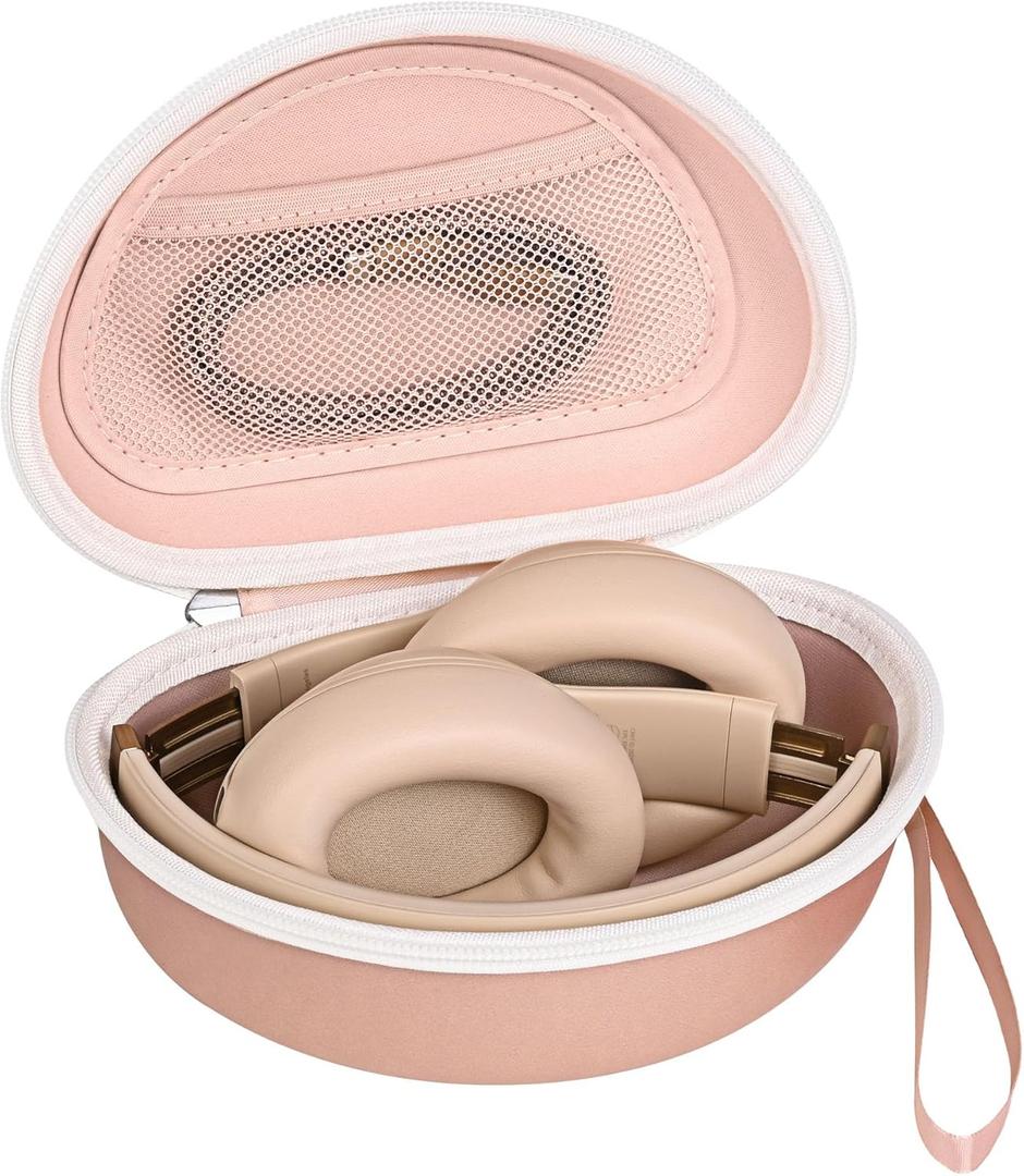 Hard Headphone Case for Beats Solo 4, Studio Pro, Solo 3, Studio 3, Solo 2,Over Ear Headphone Carrying Case with Storage Cable Bag Strap for Travel (Champagne)
