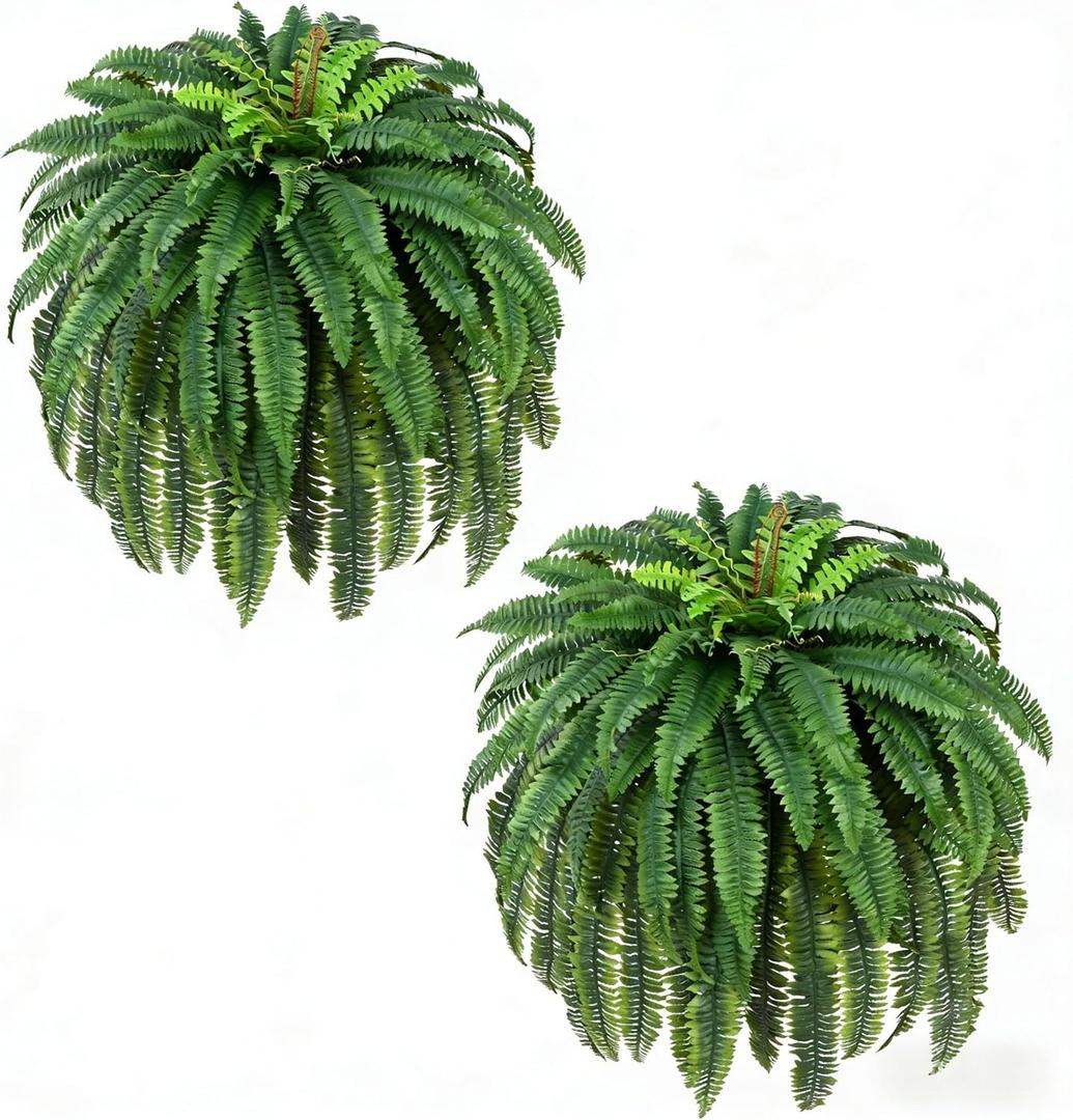 Waipfaru 60'' Large Fake Ferns, UV Resistant Artificial Outdoor Plants, Faux Greenery Plants, Realistic Boston Ferns with 96 Fronds for Front Porch Home Garden Forest Patio Decor