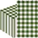 100Pcs Green Gingham Napkins Disposable 3PLY Green Paper Napkins Bathroom Plaid Dinner Scalloped Napkin for Wedding Picnic BBQ Bridal Shower Birthday Wedding Party Supplies 13"x15.8"