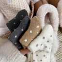 Fuzzy Slipper Socks, Super Soft Cozy Home Crew Socks for Womens Winter Warm Sleeping Slipper Socks, M