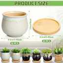 Remerry 12 Pcs Small Succulent Pots Bulk with Drainage Assorted 3.5 Inch Mini Ceramic Succulent Planters Pot with Coaster Bamboo Plant Tray Planting Pots for Home Office Garden