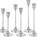 6 Packs Silver Taper Candle Holders,Vintage Candlestick Holders for Home Decor, Wedding, Christmas, Party Centerpiece