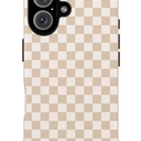 Checkered Phone Case for iPhone 16 Pro Max for Women - Compatible with MagSafe [10ft Drop Tested] - Girly Cute Protective Designer Cover - Nude Neutral Aesthetic, Nude Vibe Checkered