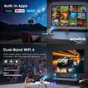 [Built-in App & 2026 Upgraded] Mini Projector with WiFi 6 and Bluetooth 5.4 | Support 4K 1080P Auto Keystone 180 Rotatable Projector Portable Compatibile with HDMI/TV Stick/Memory Stick/Laptop, White