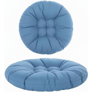 Extra Large Floor Cushion Seating Round Floor Pillow Papasan Swing Cushion for Adults Oversized Playroom Pillows Reading Nook Big Pillow for Sitting Yoga Living Room Sofa (Lake Blue, Classic), 35 inches , 5 inches