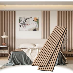 Wood Slat Wall Panels, 2 Pack 8 x 1 ft Decorative Wood Panels for Wall,Stylish Wall Panels for Interior Wall Decor, Modern Acoustic Wood Wall Panels with Felt Backing, Oak