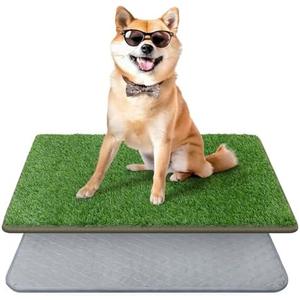 PICK FOR LIFE Dog Grass Mat with Pee Pad,Artificial Indoor Grass Potty Training Pads for Dogs Doggies Washable,Reusable Puppy Pads Leakproof on Outdoor Patio Balcony Apartment(24.5x39'')