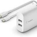 Belkin 24W Dual Port USB Wall Charger w/ USB-C Cable Included - Fast Charging iPhone 16 Charger for Power Bank, iPad & iPad Pro, Samsung Galaxy S25, Google Pixel, & More