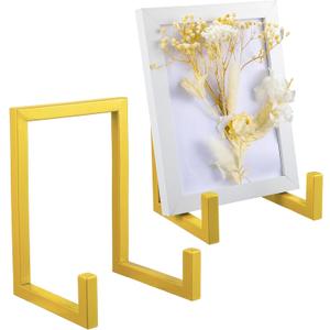 Sweetude 2 Pcs Large Plate Stands for Display Metal Frame Plate Holder Display Stand Decorative Table Top Easels for Picture, Book, Platter, Photo Easel(Gold,8 Inch)