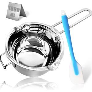 1000ML/1QT Double Boiler Chocolate Melting Pot, 304 Stainless Steel Candle Making Kit with Silicone Spatula for Chocolate, Candy, Candle, Soap, Wax