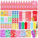 Valentines Day Gifts for Kids Classroom - 30 Pack Valentines Stationery Set with Cards, Pencil, Erasers, Sharpeners, Stickers, Bookmark, Goodie Bags, School Exchange Party Favors, Gift for Boys Girls