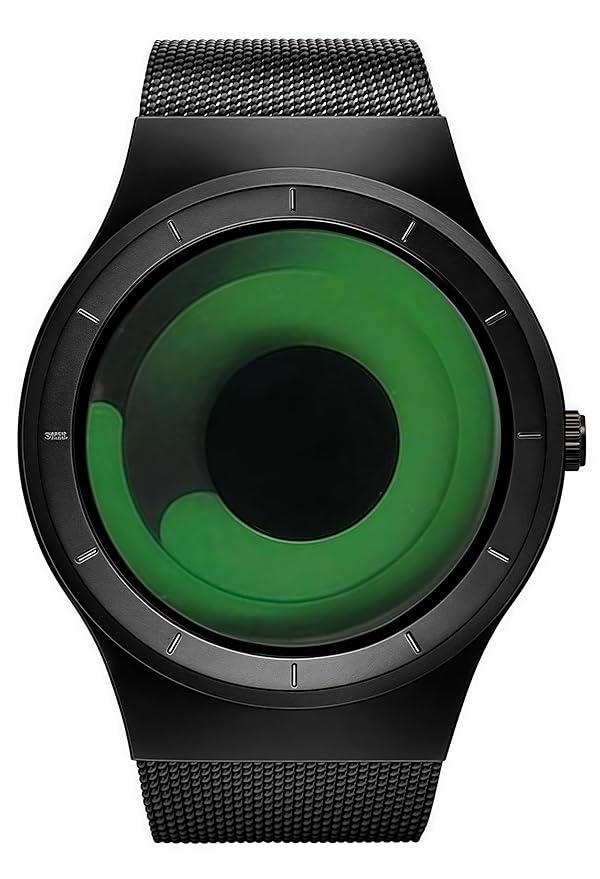 MASTOP Watches for Men Fashion Creative Liquid Movement Original Design Starry Sky Vortex Watch Men Steel Mesh Men's Watch Clock Round Unique Wristwatch Minimalist Gradient Color