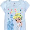 Disney Princess Lilo & Stitch Snow White Moana Minnie Mouse Birthday Girls Short Sleeve T-Shirt for Toddler and Big Kids (6X, Powder Blue)