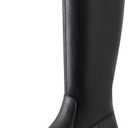 Shoe'N Tale Knee High Boots for Women Block Low Heel Stretchy Square Toe with Side Zipper Fall and Winter Fashion Comfortable Boots