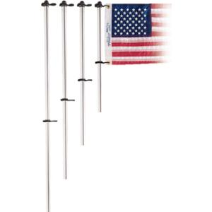 Taylor Made Flag Pole with Charlevoix Flag Clips, Adjustable Bottom Clip, O-Ring, 3/4" Diameter, 48" Flag Staff, Made in the USA (Hardware Not Included) - 2020109086