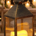 Electronic Candle Storm Lantern Decorative Candle Lanterns (Bronze)