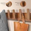 Wood Coat Rack Wall Mount with 5 Hooks, 17'' Hole to Hole Wall Coat Rack for Hanging Coat Jacket Backpack, Natural Wall Coat Hook