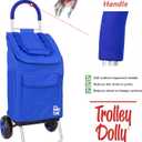 dbest products Trolley Dolly Blue Foldable Shopping cart for Groceries with Wheels and Removable Bag and Rolling Personal Handtruck, Standard