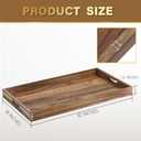MAONAME Extra Large Ottoman Tray, 32 x 18 inches Wooden Serving Tray for with Handles, Acacia Wood Serving Platter Trays for Living Room, Breakfast