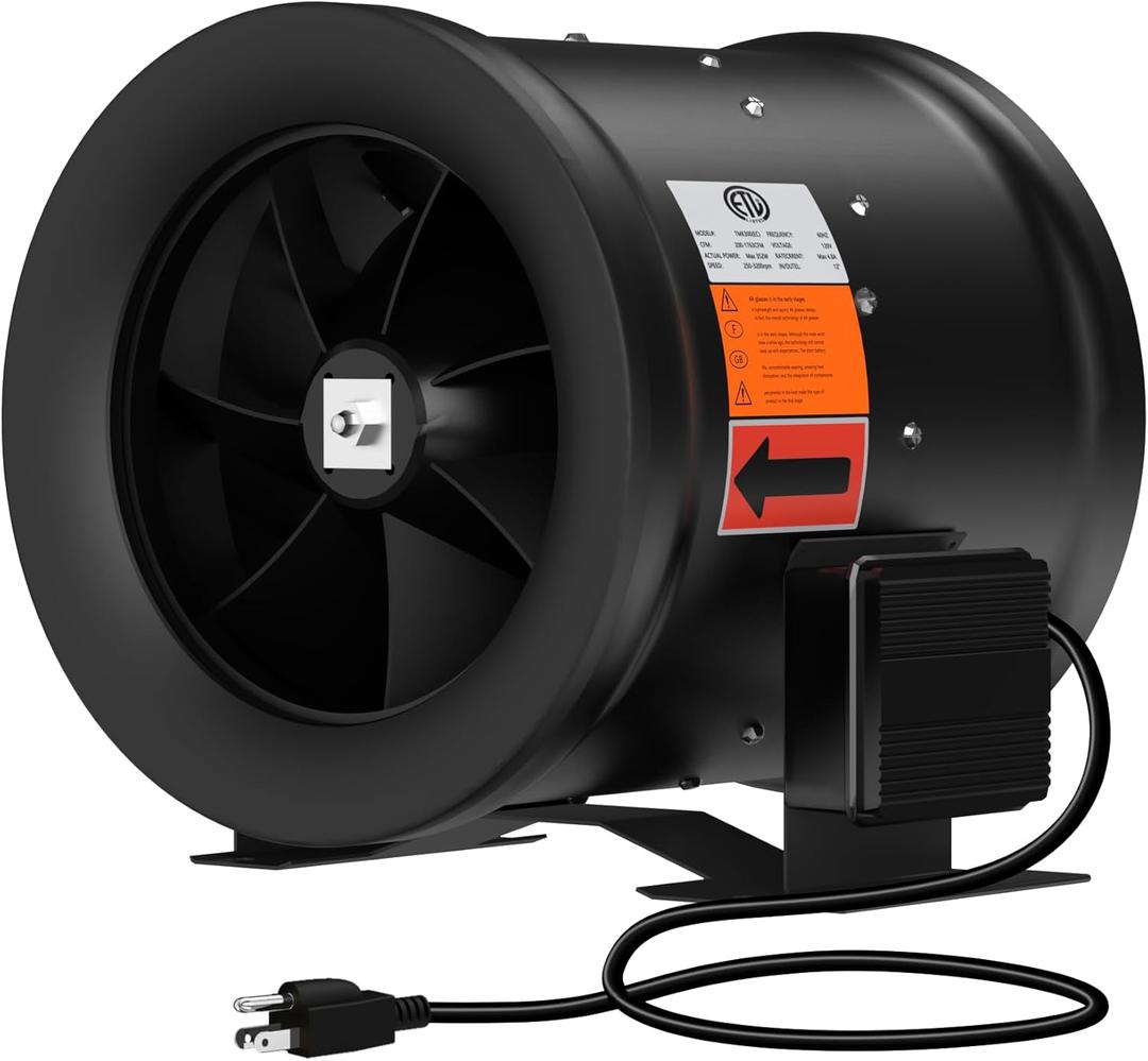 12 Inch Inline Duct Fan,1900 CFM Inline Fan Duct Fan Constant Speed - Ventilation Exhaust Fan for Heating Cooling Booster, Grow Tents, Hydroponics, NSK/SKF Bearings, ETL Listed
