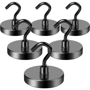 LOVIMAG Magnetic Hooks Heavy Duty, 150LBS Magnet Hooks for Cruise Cabin, Cruise Door Magnets with Epoxy Coating for Hanging, Strong Neodymium Magnets for Ceiling, Home Improvement Must Haves-6 Pcs (Black)