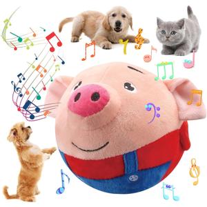Interactive Dog Toys,Jumping Squeaky Dog Toys with Recording and Music Modes,Activated Dog Toy Moving Dog Toy for Small/Medium/Large Dogs to Keep Them Busy(Red Pig)