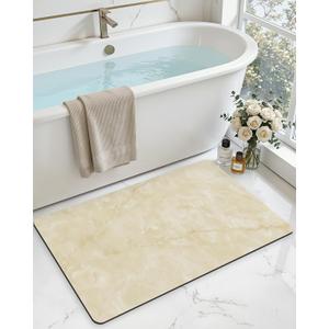 DEXI Bathroom Mat Ultra Thin, 36x24 Non Slip Bath Rug for Shower Floor, Absorbent Quick Dry Marble Bathmats Low Profile, Beige