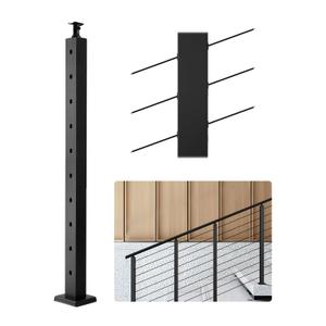 VEVOR Stair Cable Railing Post, 10 30 Pre-Drilled Holes, 36x2x2 Inches Stainless Steel Cable Railing System Kit for Indoor Outdoor Deck Balcony, 1 Pack, Black, Product ID 1JZLGZXHS914YIVIS001V0