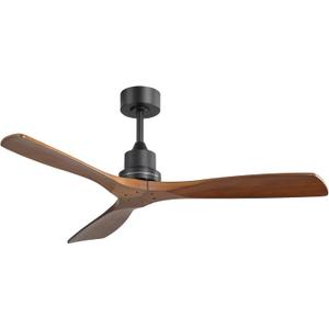 Sofucor 52 Inch Ceiling Fans No Light-Outdoor Ceiling Fan with Remote Control, 3 Blade Reversible DC Motor, Modern Wood Ceiling Fan Without Light for Bedroom Indoor Patios Farmhouse, Walnut