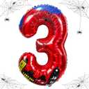 40 inch spider theme number foil balloons, children's party balloon supplies with classic numbers 1 to 9, birthday decoration supplies,number large balloons for spider theme parties(3)