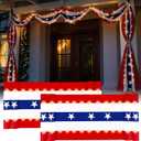 4th of July Decorations, American Flag Bunting with Lights, 2 Pcs, 20x1.6 ft, Red White and Blue Patriotic Banner for 250th Anniversary Decorations (2 Pcs)