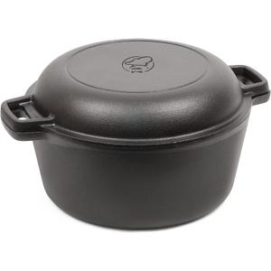 Commercial Chef 2-in-1 5-Qt. Dutch Oven with 10.25-Inch Skillet Lid, Pre-Seasoned Cast Iron, Works on All Cooktops Including Induction, Outdoor Cookware for Campfires or Grills, CHFL508