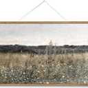 ARPEOTCY Extra Large Vintage Framed Wall Art, 36x54 Inch Flower Meadow Landscape Hanging Framed Wall Art Decor for Living Room Bedroom, Canvas Prints, Retro Scenery Pictures Above of Bed