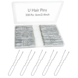 330 Count U Shaped Silver Hair Pins for Buns, YINGFENG 2.4inch Bun Pins Silver Hair Pins for Women with Storage Box for Updos French Twists