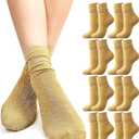 Syhood 8 Pairs Gold Women's Novelty Glitter Ankle Socks Sparkly Metallic Casual Ladies Bright Retro Piles Ankle Socks