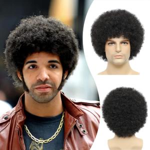 Afro Wig Men70's Costumes for Men Heat Resistant Synthetic Disco WigBlack,6 inch