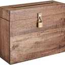 Eximious India Wedding Card Box with Card Slit and Lock Gift Card Box Wishing Well Wooden Box for Weddings, Receptions, Birthdays, Graduations, Baby Showers, Honeymoon Funds (Walnut)