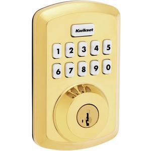 Kwikset 9250TRS-L03S Transitional Powerbolt 2 Electronic SmartCode Deadbolt SmartKey with RCAL Latch and RCS Strike Lifetime Brass Finish