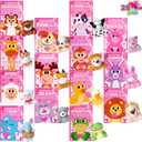 JOYIN 28 Pack Valentines Day Gift Cards with Mini Plush Toys, Cute Mini Plush Toys for Valentines Party Favor, Classroom Exchange Cards and Valentine Greeting Cards